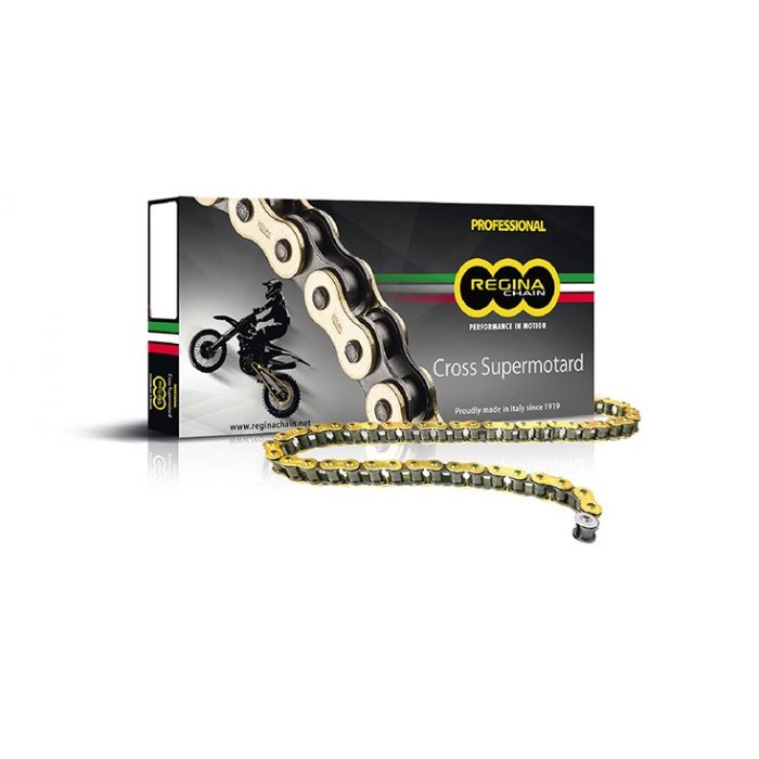 CATENA REGINA PASSO 428 CROSS PROFESSIONALE SENZA O-RING 140 MAGLIE - ORO