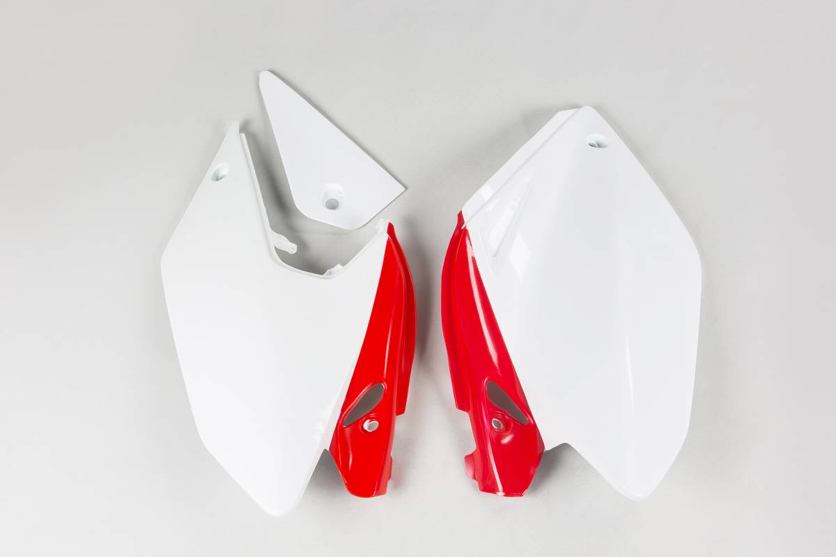 FIANCATINE-LATERALI-COMPATIBILE-CON-HONDA-CRF-250X-2004-2017-BIANCO-ROSSO-W