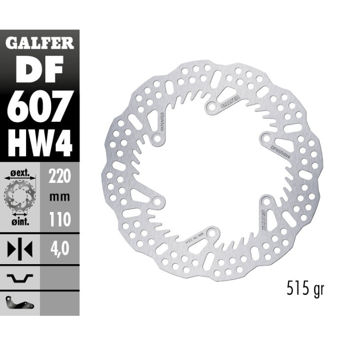 DISCO FRENO GALFER SHARK TRIUMPH TF 450 RC (25) POSTERIORE - 4 MM