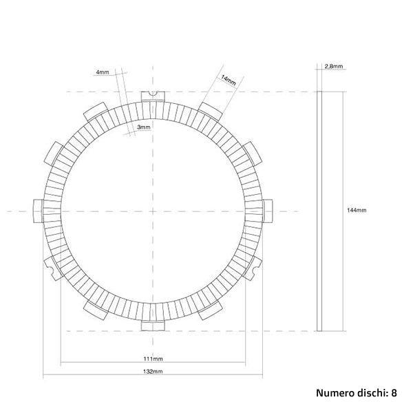 DISCHI FRIZIONE GUARNITI FCC TRIUMPH TF 250 X 24