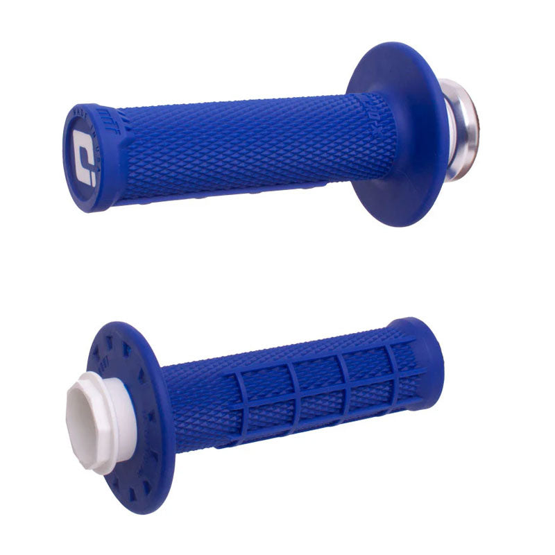 MANOPOLE LOCK-ON ODI A BLOCCAGGIO RAPIDO MICRO-X HALF-WAFFLE 28MM-29MM BLU - ARGENTO