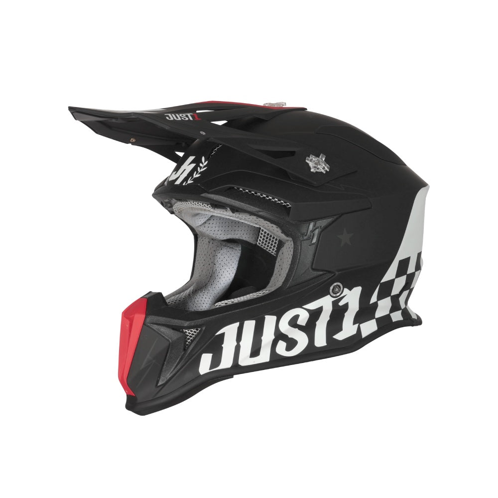 Casco Just1 J18 Mips Old School - Nero opaco Bianco Rosso - Tg XL