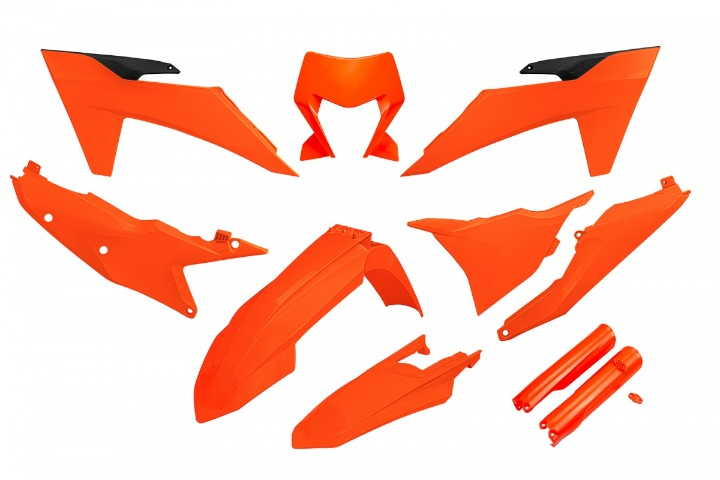 FULL-KIT-PLASTICHE-COMPATIBILE-CON-KTM-EXC-F-350-2024-2025-con-portafaro-ARANCIO FLUO-FFLU