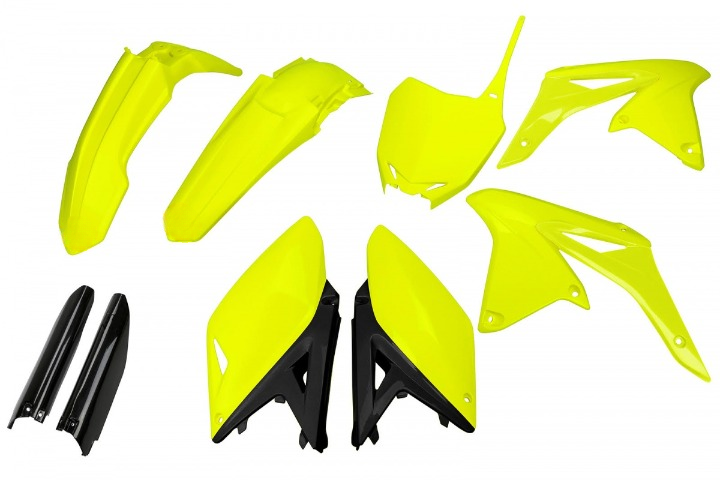 FULL-KIT-PLASTICHE-COMPATIBILE-CON-SUZUKI-RMZ-250-2010-2018-GIALLO FLUO-DFLU