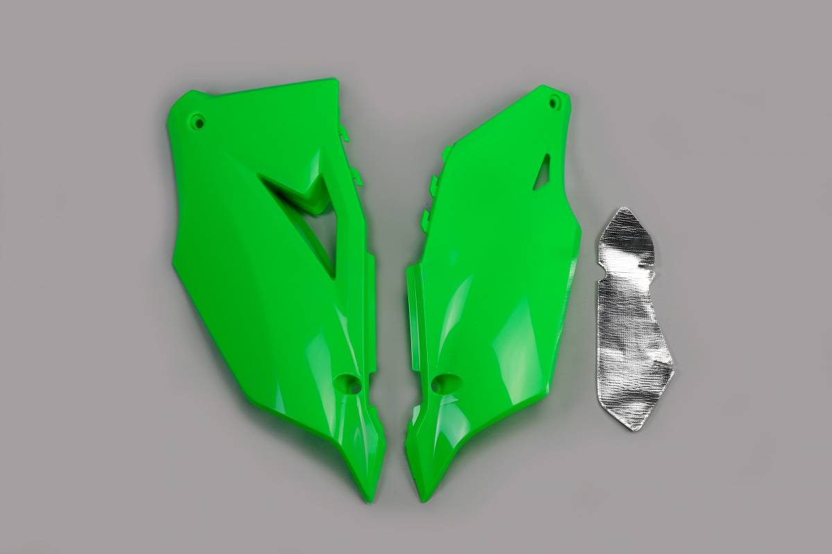 FIANCATINE-LATERALI-COMPATIBILE-CON-KAWASAKI-KXF-450-2019-2023-VERDE FLUO-AFLU