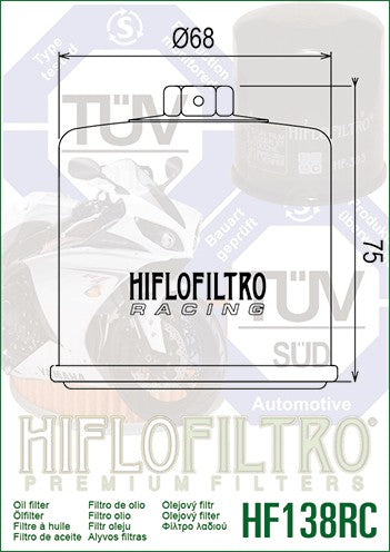 FILTRO OLIO HI-FLO RACING SUZUKI DE 800 V-STROM (23-25) HIFLO FILTRO