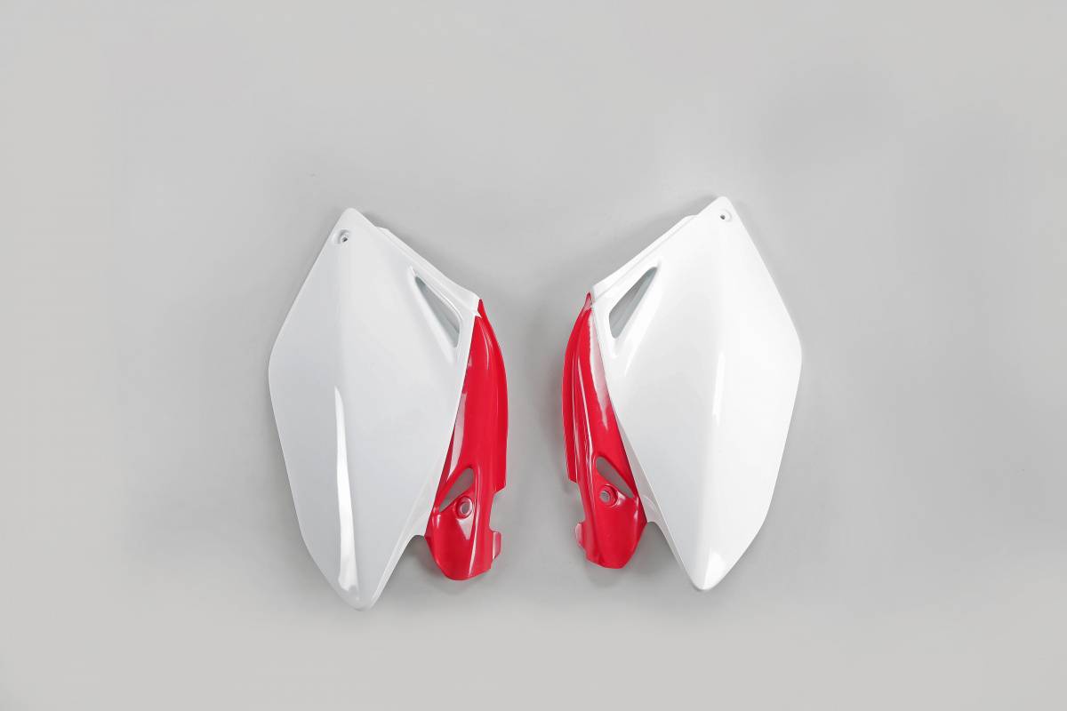 FIANCATINE-LATERALI-COMPATIBILE-CON-HONDA-CRF-250R-2006-2009-BIANCO-ROSSO-W