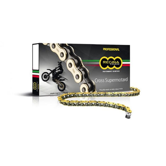 CATENA REGINA PASSO 420 CROSS PROFESSIONALE SENZA O-RING 140 MAGLIE - ORO