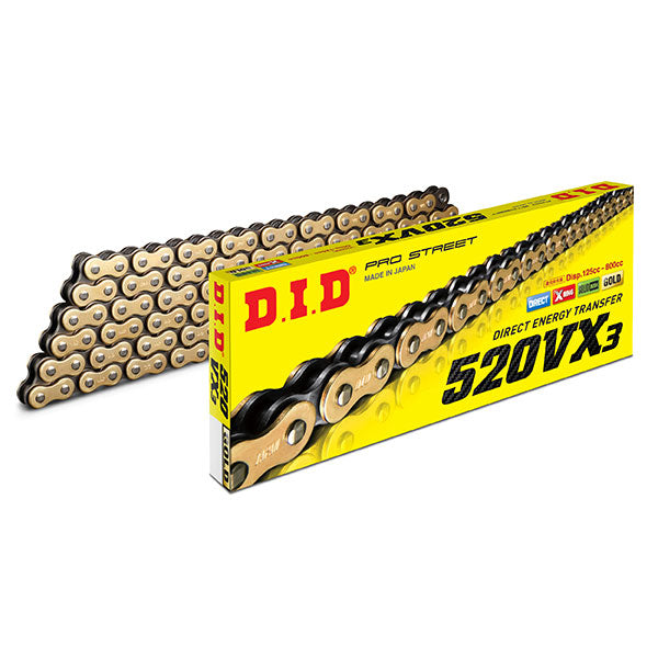 CATENA DID PASSO 520 ENDURO DURATURA CON X-RING 120 MAGLIE - ORO RIBADIRE