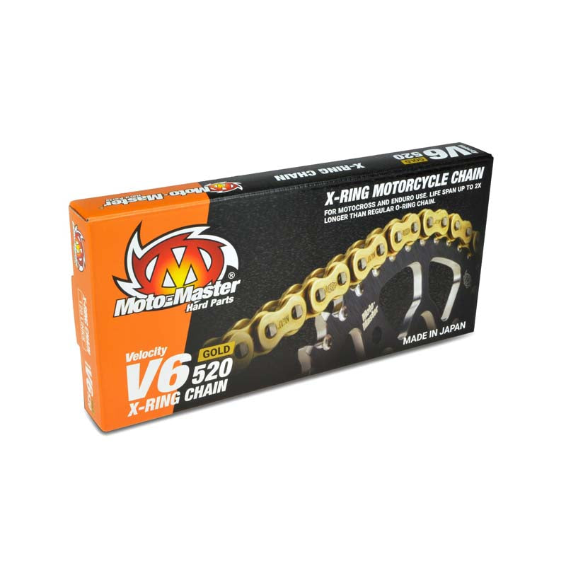 CATENA MM PASSO 520 V6 CROSS-ENDURO PROFESSIONALE CON X-RING 120 MAGLIE-ORO