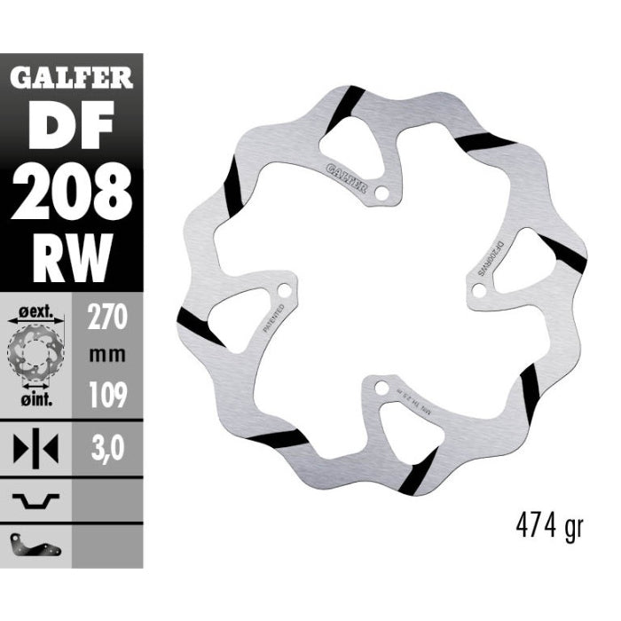Disco freno anteriore Galfer Race Kawasaki KX 125 06-08 maggiorato