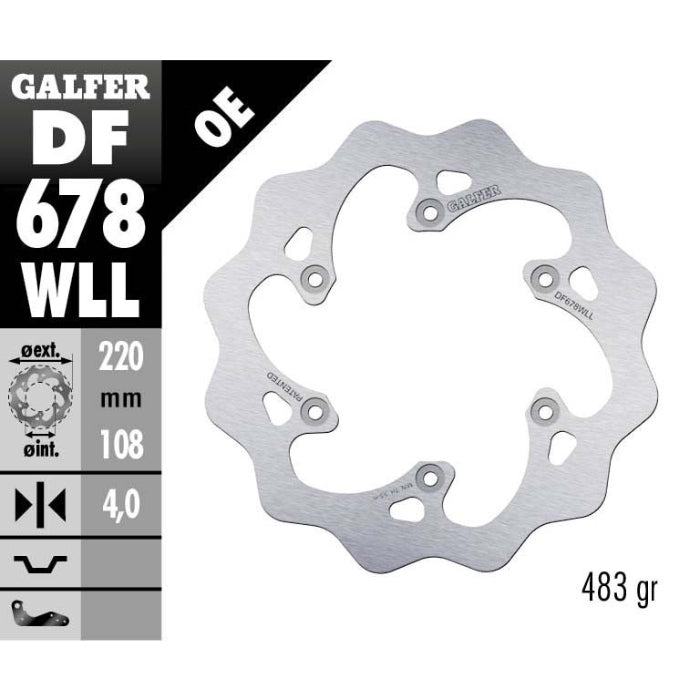 Disco freno posteriore Galfer Wave Gas Gas EC-F 250 10-15 pieno