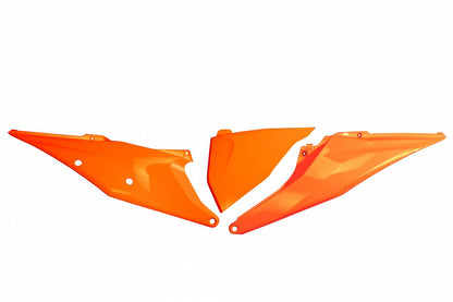 FIANCATINE-LATERALI-COMPATIBILE-CON-KTM-EXC-300-2020-2023-con-coperchio-scatola-filtro-lato-sinistro-ARANCIO FLUO-FFLU