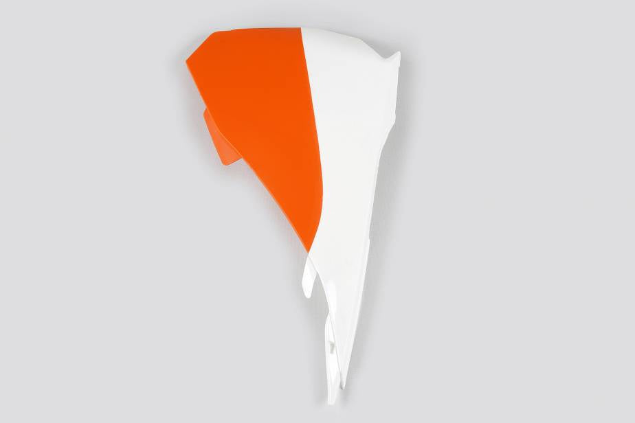 COPERCHIO SCATOLA FILTRO PER KTM SX 85 2013-2017 / BIANCO-ARANCIO / LATO SINISTRO