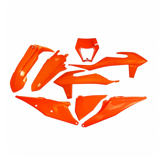 KIT PLASTICHE PER KTM EXC-F 450 2020-2023 / ARANCIO FLUO / CON PORTAFARO