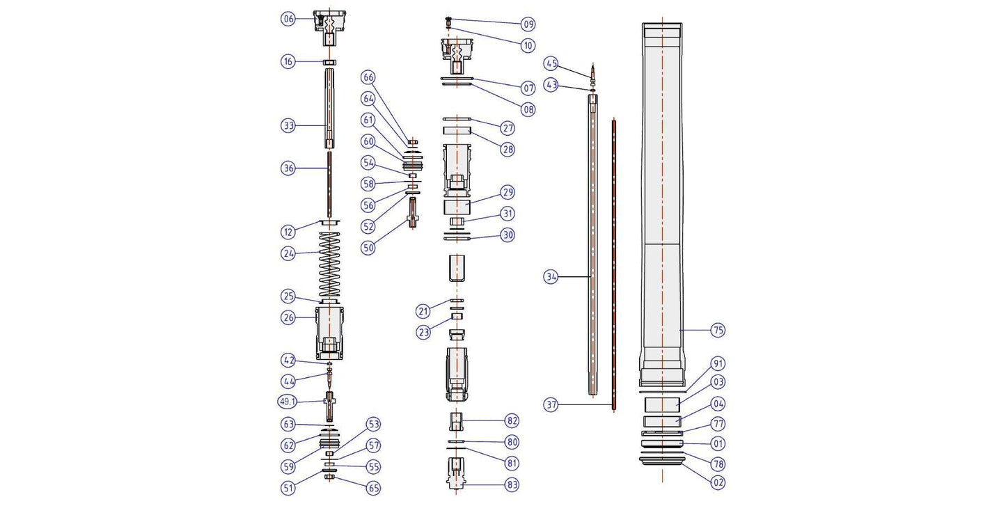 Ricambi forcella Honda CRF 250R 16-17 - Parao. inf. pist. aria