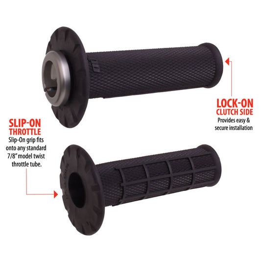 MANOPOLE LOCK-ON ODI A BLOCCAGGIO RAPIDO MX HALF-WAFFLE NERO - GRIGIO