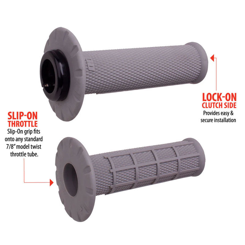 MANOPOLE LOCK-ON ODI A BLOCCAGGIO RAPIDO MX HALF-WAFFLE GRIGIO - NERO SOFT