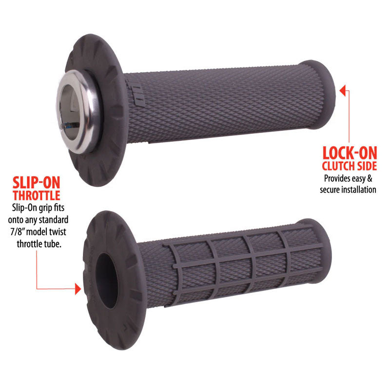 MANOPOLE LOCK-ON ODI A BLOCCAGGIO RAPIDO MX HALF-WAFFLE GRAFITE - ARGENTO