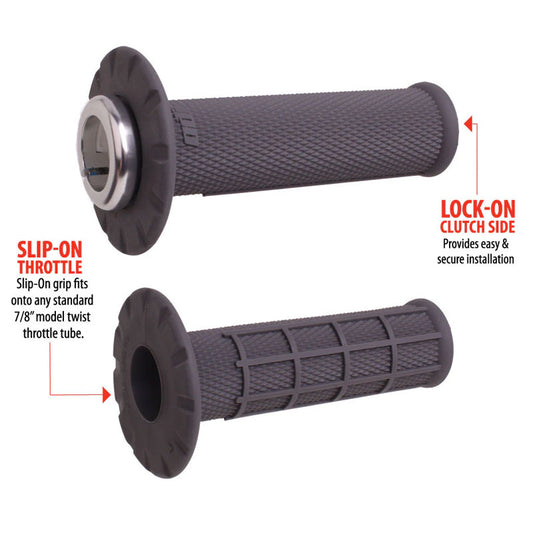 MANOPOLE LOCK-ON ODI A BLOCCAGGIO RAPIDO MX HALF-WAFFLE GRAFITE - ARGENTO