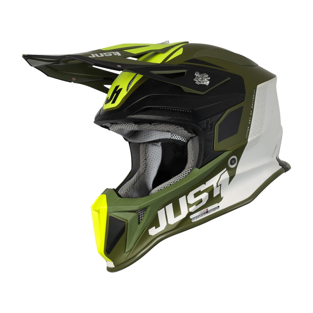 Casco Just1 J18 Mips Pulsar - Verde army Nero Bianco - Tg XL