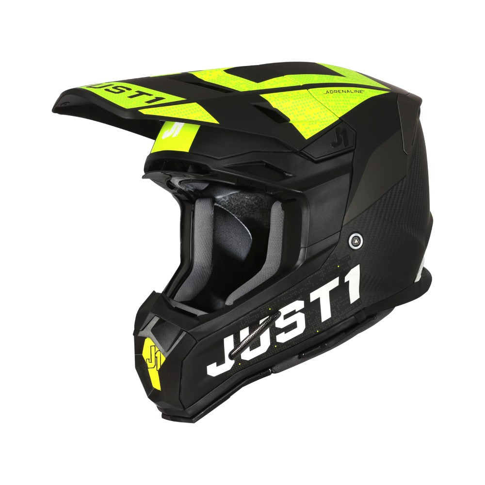 Casco Just1 J22 Adrenaline - Carbonio Nero opaco Giallo fluo - Tg M