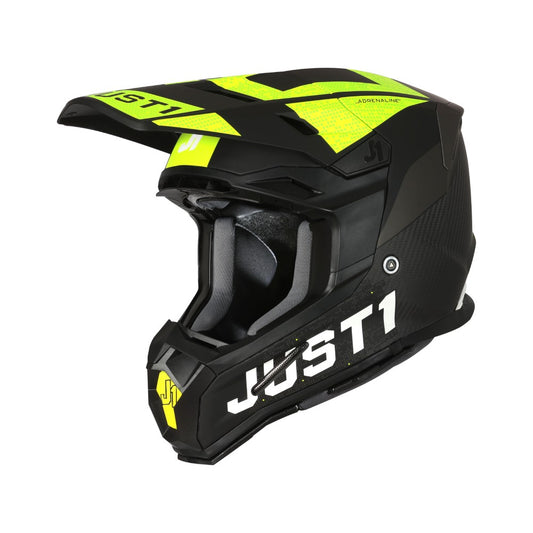 Casco Just1 J22 Adrenaline - Carbonio Nero opaco Giallo fluo - Tg XL