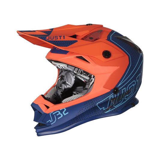Casco Just1 J32 Kids Vertigo - Blu Arancione fluo - Tg YS