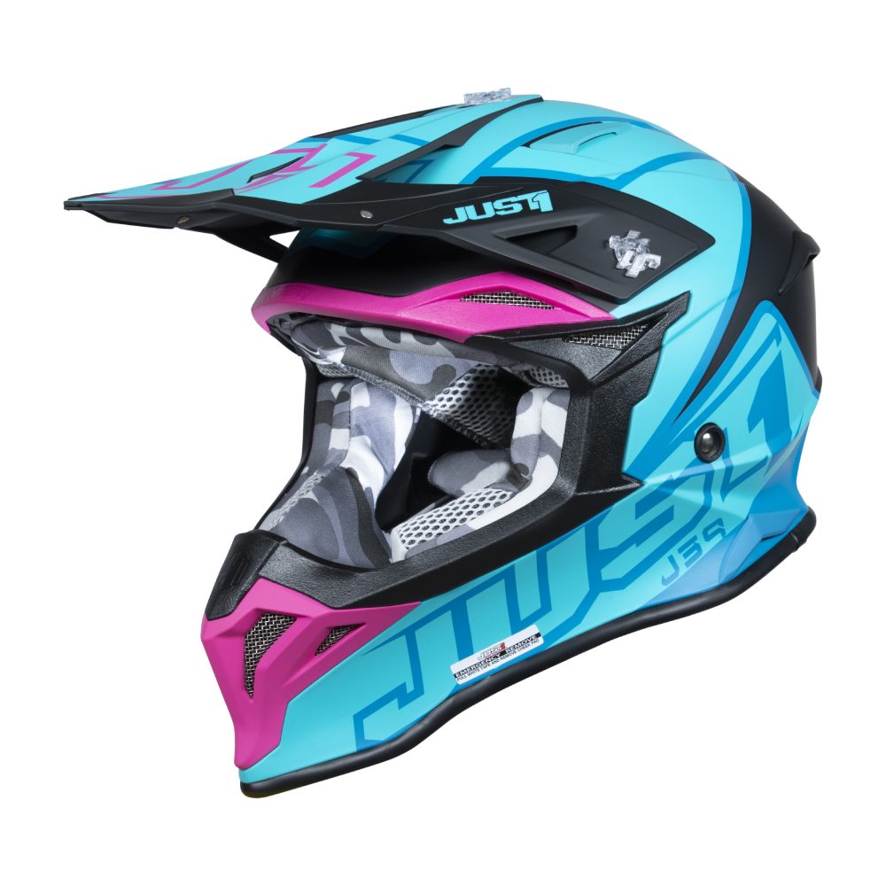 Casco Just1 J39 Thruster - Blu petrolio Fucsia Nero - Tg XL