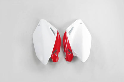 FIANCATINE-LATERALI-COMPATIBILE-CON-HONDA-CRF-250R-2004-2005-BIANCO-ROSSO-W