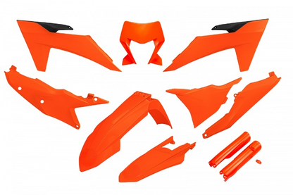 FULL-KIT-PLASTICHE-COMPATIBILE-CON-KTM-EXC-F-350-2024-2025-con-portafaro-ARANCIO FLUO-FFLU