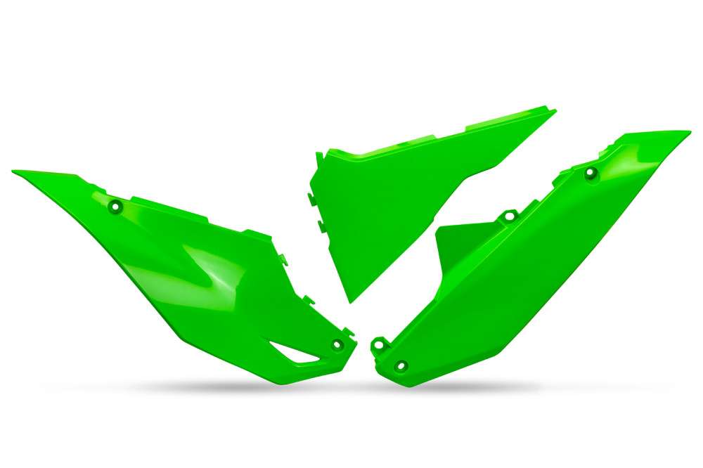 FIANCATINE-LATERALI-COMPATIBILE-CON-KAWASAKI-KXF-250-2025-2026-VERDE FLUO-AFLU