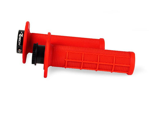 MANOPOLE LOCK-ON RACETECH MANOPOLA R20 HALF WAFFLE UNIVERSALE ROSSO FLUO