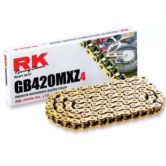 Catena RK passo 420 cross professionale senza O-RING 140 maglie - oro