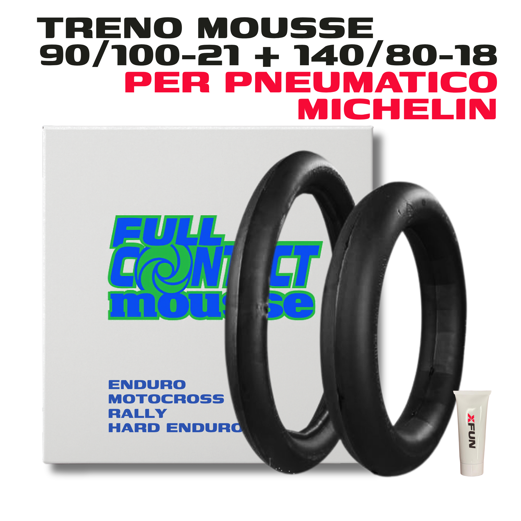 TRENO MOUSSE FULLCONTACT IN SCHIUMA DI BUTILE - 90/100/21 + 140/80/18 MICHELIN