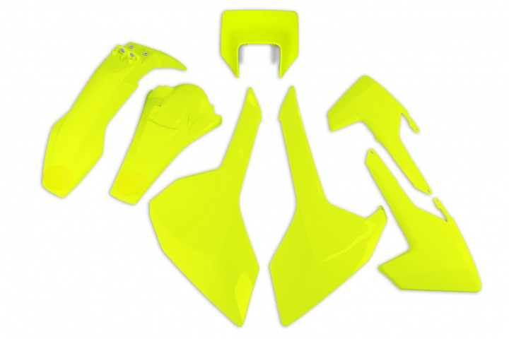 KIT-PLASTICHE-COMPATIBILE-CON-HUSQVARNA-TX-125-2017-2019-con-portafaro-GIALLO FLUO-DFLU