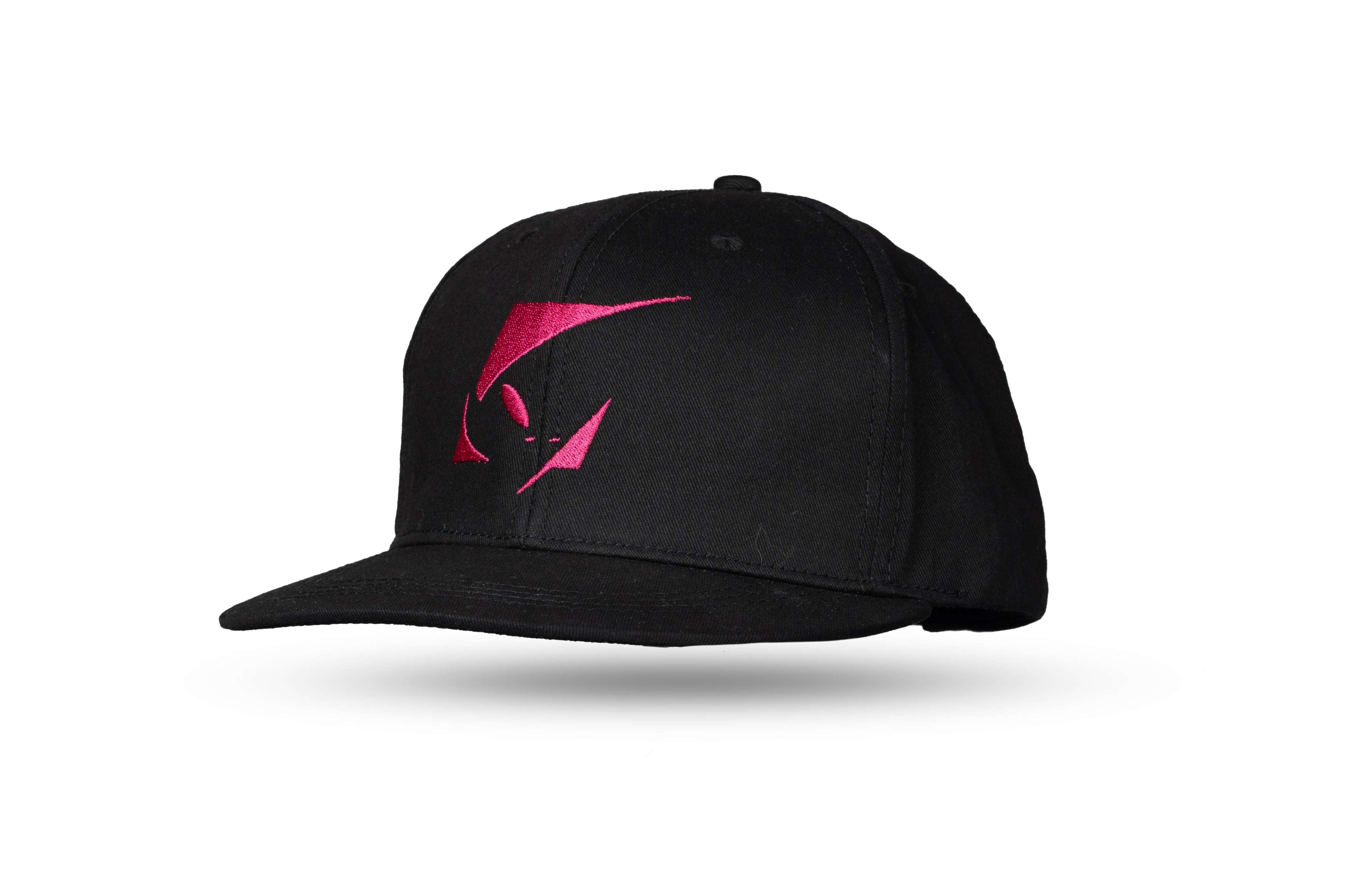 CAPPELLINO NERO LOGO ALIENO ROSA