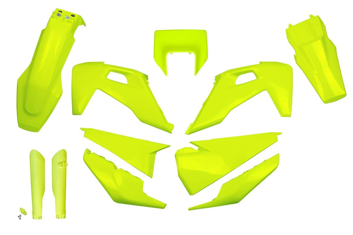 FULL-KIT-PLASTICHE-COMPATIBILE-CON-HUSQVARNA-FE-350-2020-2023-con-portafaro-GIALLO FLUO-DFLU