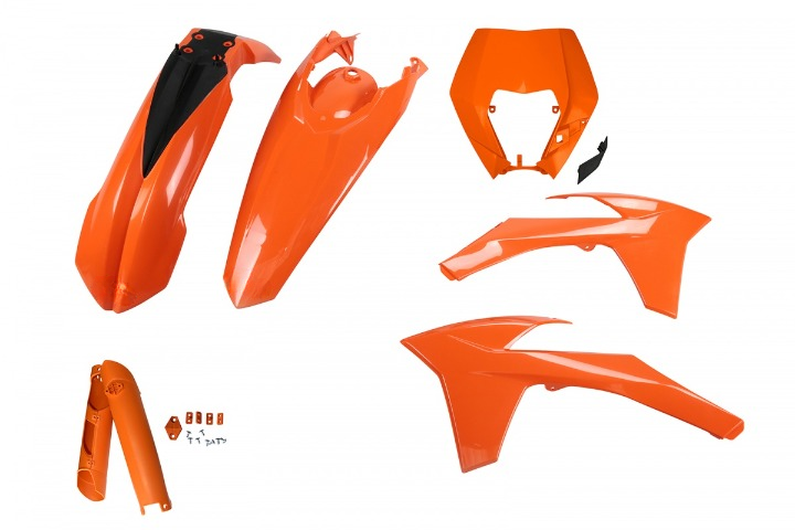 FULL-KIT-PLASTICHE-COMPATIBILE-CON-KTM-EXC-125-2012-2013-con-portafaro-ARANCIO-127