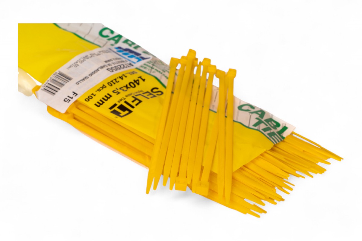 FASCETTE DI CABLAGGIO IN NYLON - LUNGHEZZA 140MM, LARGHEZZA 3,5MM - GIALLO (100 PEZZI) MOTOCROSS MARKETING