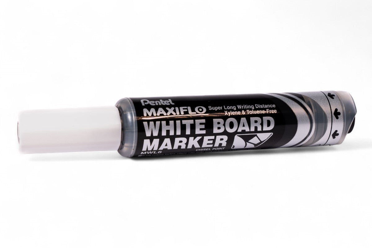 MARCATORE CANCELLABILE MAXIFLO PER LAVAGNE - PUNTA A SCALPELLO DA 2-6MM - NERO MOTOCROSS MARKETING