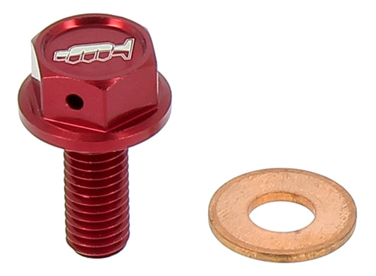 TAPPO DRENAGGIO OLIO CON INSERTO MAGNETICO M8 X 20MM PASSO 1,25 - ROSSO SUZUKI RMZ 450 (07-26) MOTOCROSS MARKETING