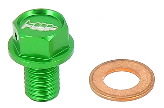 TAPPO DRENAGGIO OLIO CON INSERTO MAGNETICO M10 X 15MM PASSO 1,50 - VERDE KAWASAKI KX 85 (01-26) MOTOCROSS MARKETING