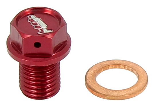 TAPPO DRENAGGIO OLIO CON INSERTO MAGNETICO M12 X 15MM PASSO 1,50 - ROSSO HONDA XR 250R (90-04) MOTOCROSS MARKETING