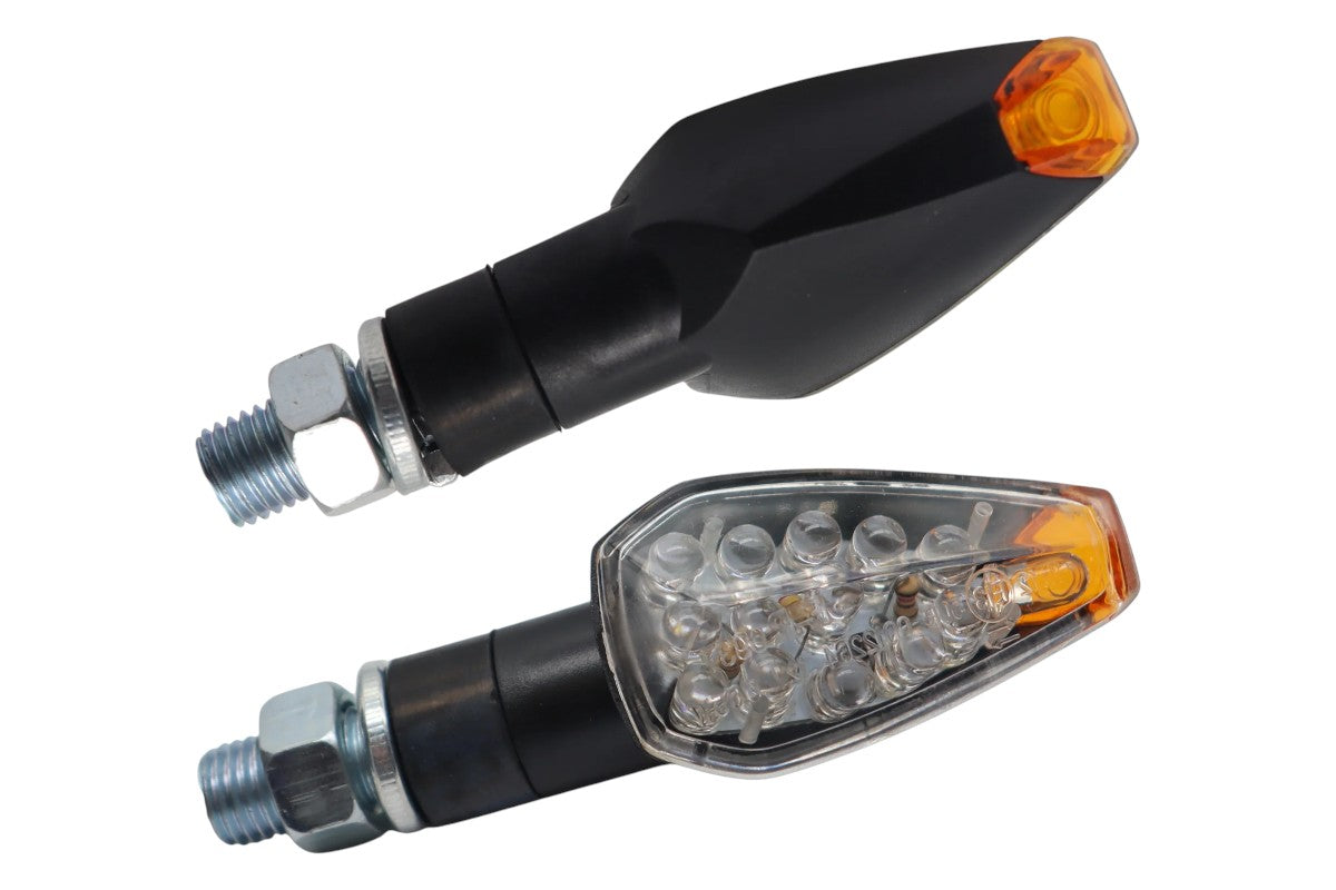 INDICATORI DI DIREZIONE OMOLOGATI ECE - LENTE TRASPARENTE - LUCE LED ARANCIONE - LUNGHEZZA 75MM FAR
