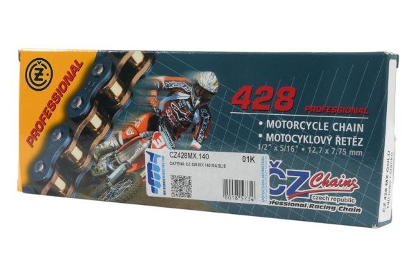 CATENA CZ 428 MX - 140 MAGLIE - ORO