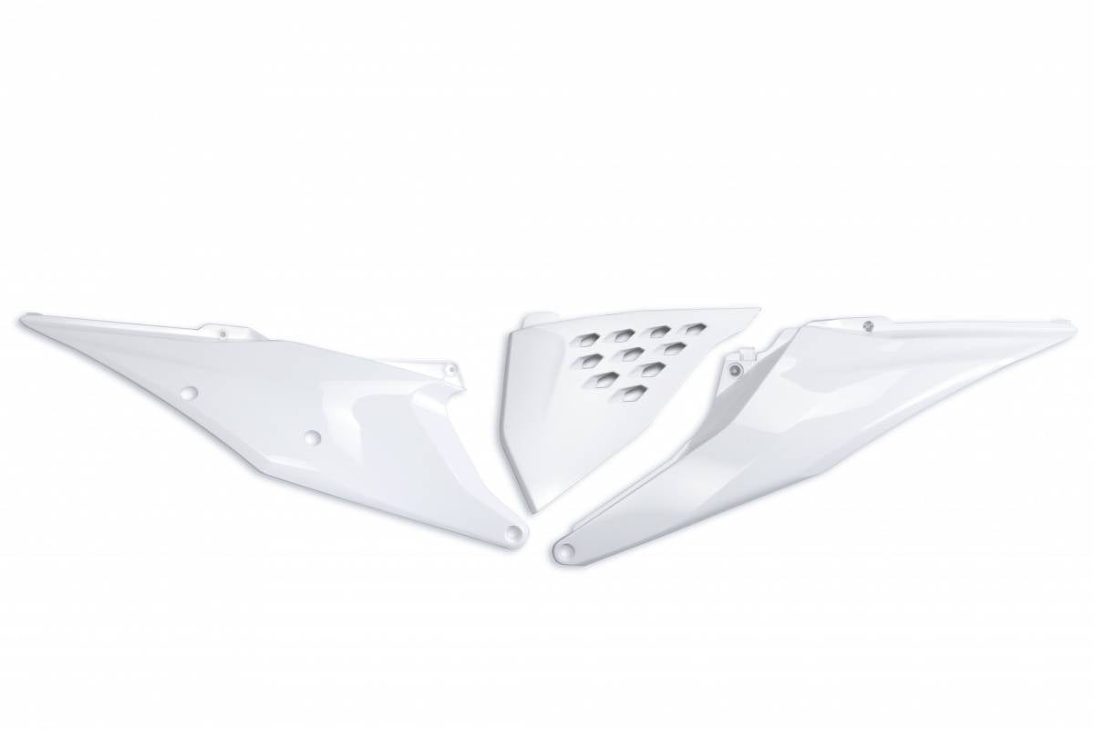 FIANCATINE-LATERALI-COMPATIBILE-CON-KTM-EXC-F-350-2020-2023-con-coperchio-scatola-filtro-ventilato-lato-sinistro-BIANCO 20-25-042