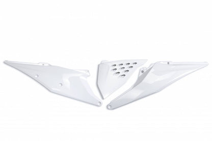 FIANCATINE-LATERALI-COMPATIBILE-CON-KTM-EXC-125-2020-2021-con-coperchio-scatola-filtro-ventilato-lato-sinistro-BIANCO 20-25-042