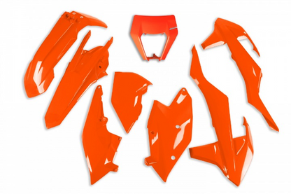 KIT-PLASTICHE-COMPATIBILE-CON-KTM-EXC-300-2017-2019-con-portafaro-ARANCIO FLUO-FFLU