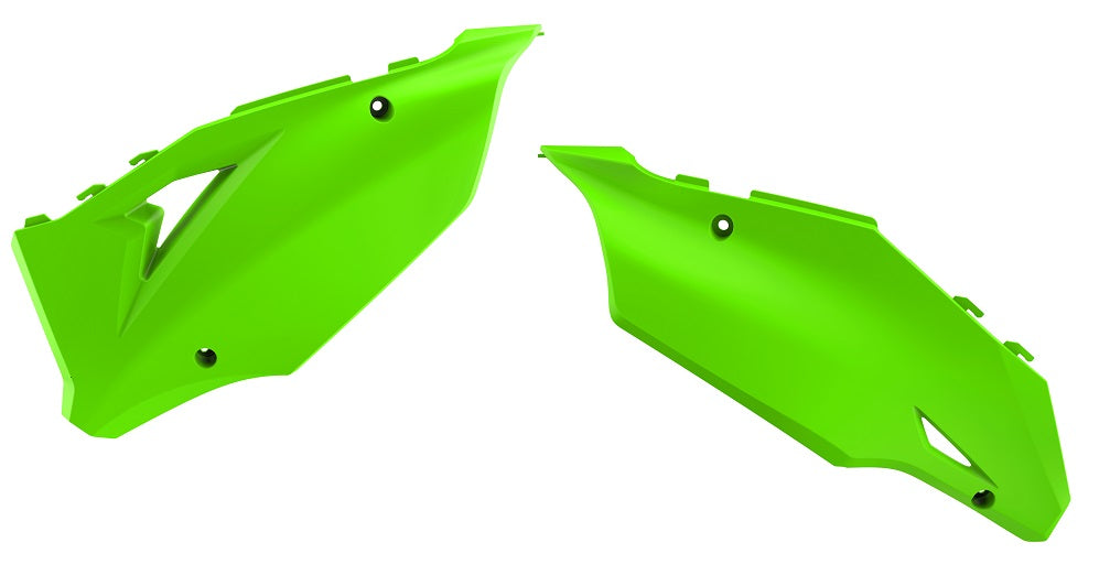 PORTANUMERI LATERALI VERDE LIME PER KIT RESTYLING KXF '23 STYLE KAWASAKI KX 250 (03-08) POLISPORT